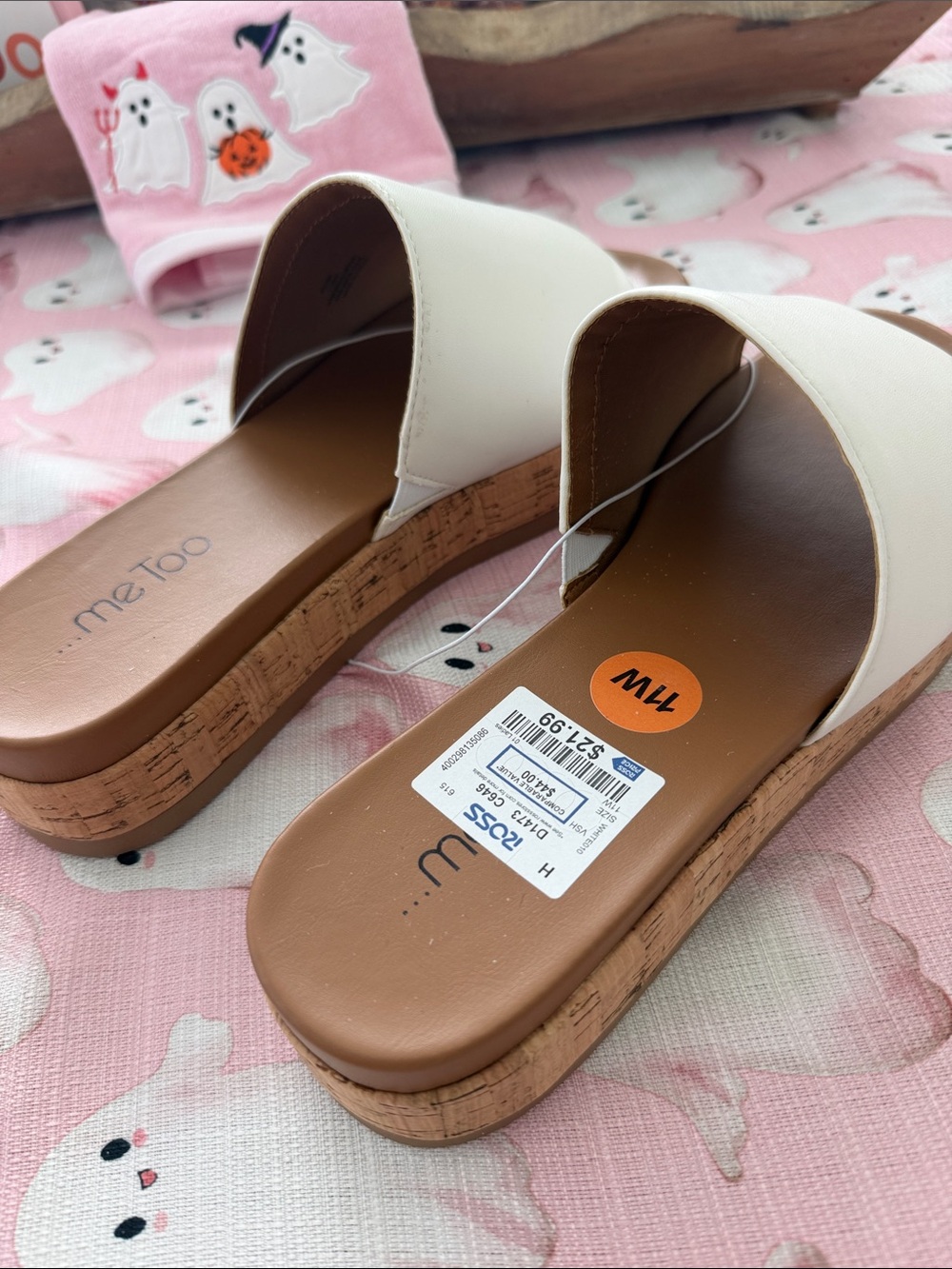 me too White Cork Platform Slide Mules, NWT, Size 11 - Picture 3 of 7